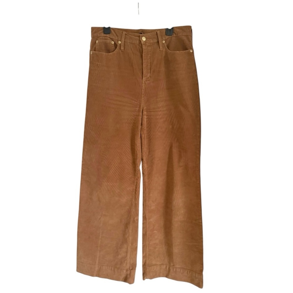 J. Crew Tall High-Waisted Wide Leg Corduroy Jeans Chestnut Brown Flare Sz 31 T - Picture 2 of 14